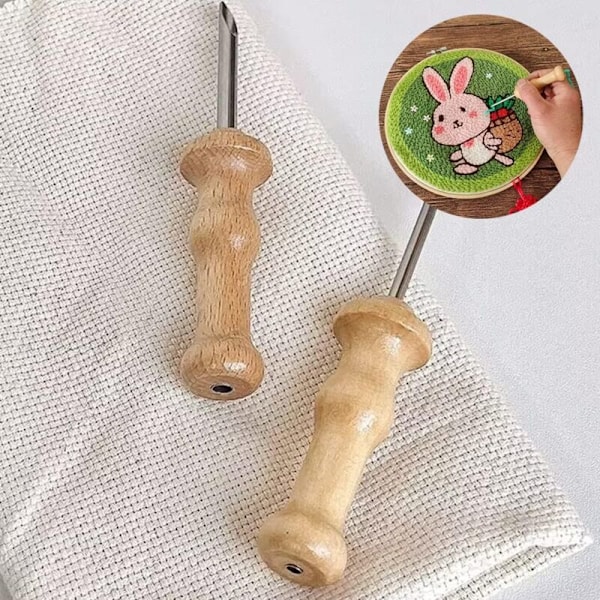 Hallmark neula kirjonta, punch neula, kirjontakynä käsintehty, punch neula, plug-in -hemmottelukynä kannettavalla puukahvalla, sauma ja