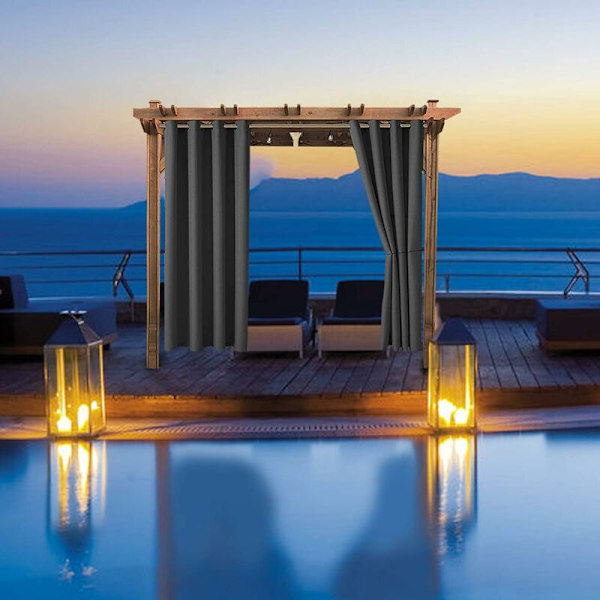 Utomhusgardiner Trädgård Uteplats Gazebo Mörkläggningsgardin Vindtät UV-skydd Mögelbeständig, Termiskt isolerade gardiner med öljetter, L 132cm x H