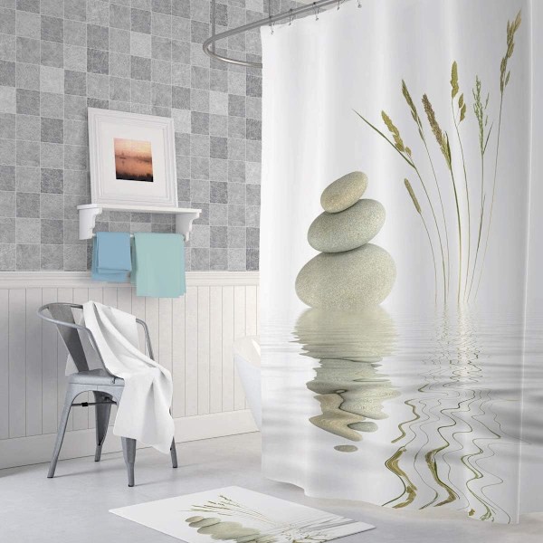 Bruseforhæng 120 x 200 cm Digital Print Moderne Design Vaskbart Vandtæt Skimmelresistent Polyesterstof med Kroge Inkluderet