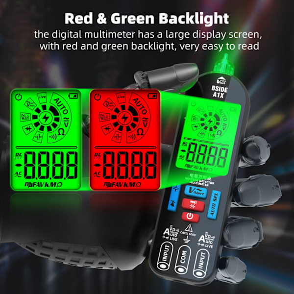 Bærbar digital multimeter elektrisk testpen Diode af professionel spændingsmodstand modstandstæller under-spænding med automatisk stop og LAM