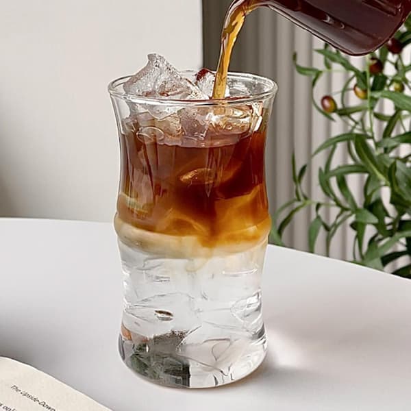 2 bambu kaffekoppar, dryck mjölk latte koppar, värmebeständiga glaskoppar