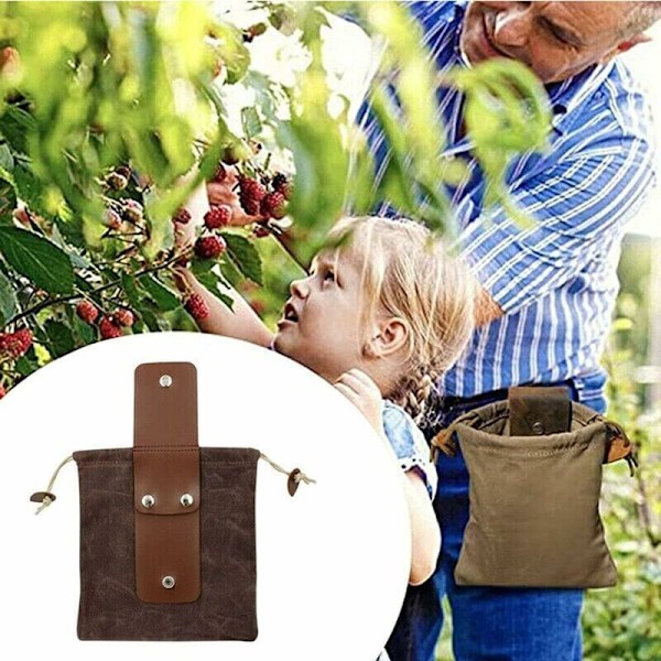 (Grøn) Foldbar plukkelomme plukketaske af oxford stof frugter robust værktøjstaske med læder tæppe til camping/picnic/udendørs vandreture