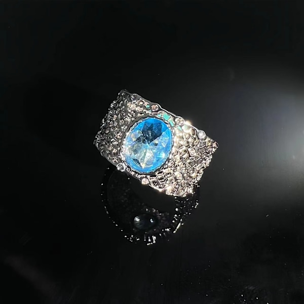 Fuld af diamanter og stjerner, hul ring, retro brilliant safir ring, belagt med 18K guld, justerbar åbning
