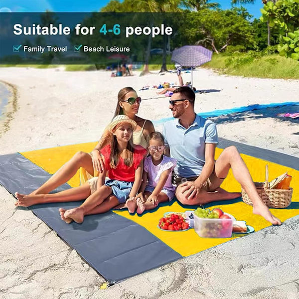 Mat Picnic Viltti 200x210cm (Keltainen) Ultralight rantamatto Vedenpitävä ulkoilma rantapatja, retkeily, kannettava ja nopeasti kuivuva.