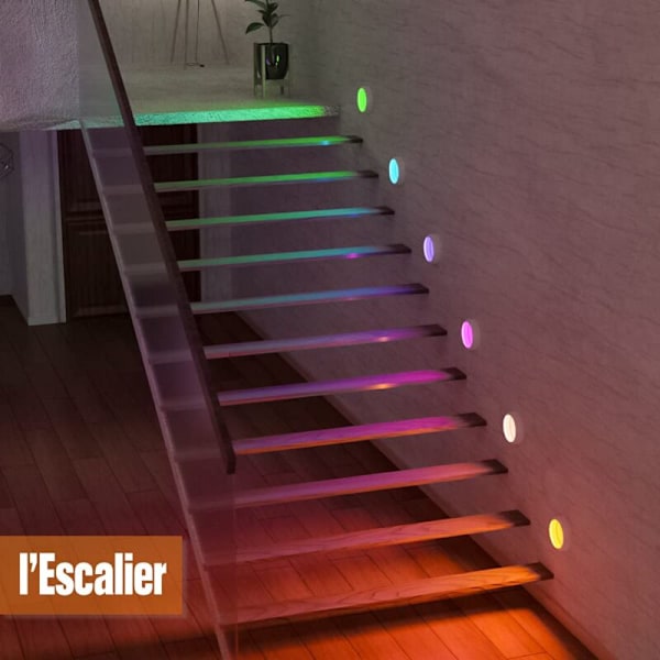 6 Kaappivalaisin, LED LED-valot RGB 13 Langattomat värit, Portaiden valaistus, LED langaton pelivalaistus, 2 kaukosäätimellä