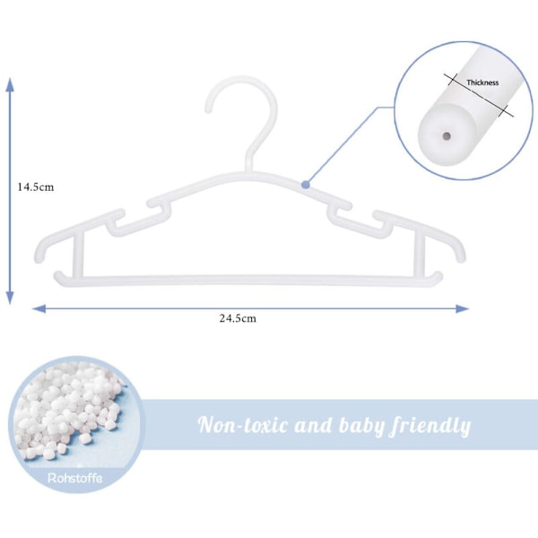 Set med 10 galgar för barnkläder, babyklädesgalgar, plastgalgar, förvaringsgalgar för garderob, klädlängd