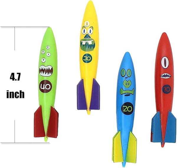 Dykbassäng Hajleksaker - Simning Undervattenskastning Dykning Torpeder, 4-pack