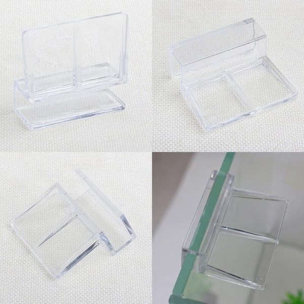Akvarie Glasbeskyttelsesclips, Akvarie Støtteclips, Akrylholdere, Akvarie Støtteklemme, Akvarie Tilbehør (6mm Tykt Glas), 4 stk