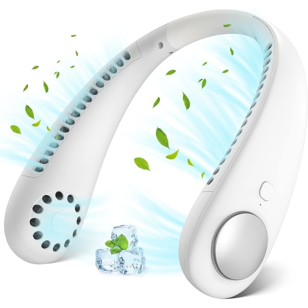 Hvid - Bærbar halsblæser, bladløs håndfri USB-blæser, støjsvag og