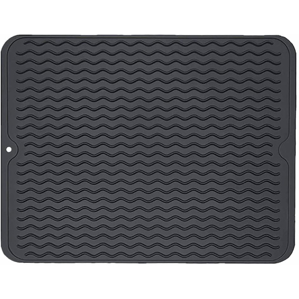 Stor silikonunderlägg för disk, diskunderlägg, grytunderlägg, värmebeständigt kökstillbehör, 45×40cm (svart)