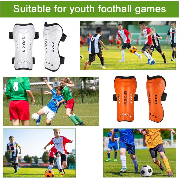 2 par Fotball leggbeskyttere for barn, tenåringsbeinbeskyttere, Unisex Br