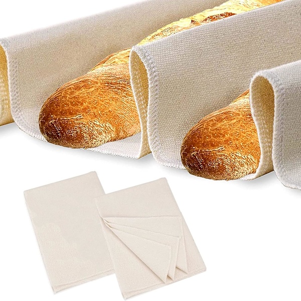 2 stk. linnedbrødklæde 36*45cm, sundt og harmløst bomuldsbrødklæde, non-stick brødklæde til bagning af baguette, dejfermentering