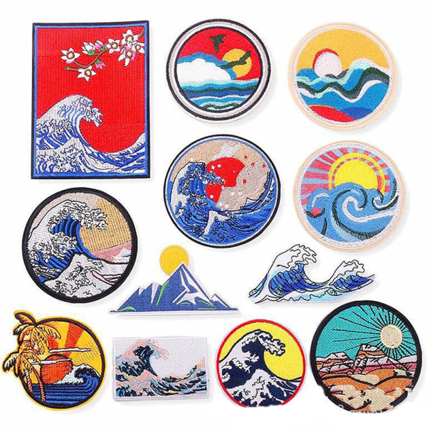 Iron-on Patch, 12 STS Sunset Wave Iron-on Patch Sticker eller Sy-on