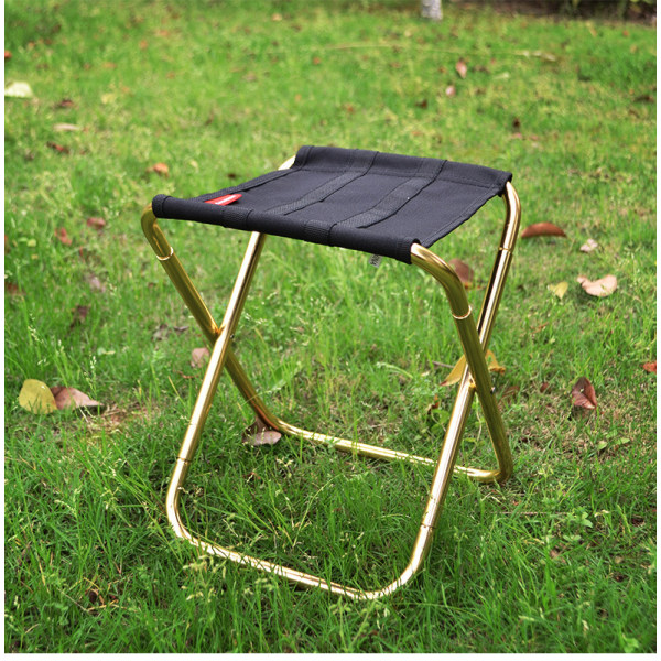 Sølv Camping Folding Stools, Bærbare Utendørs Folding Stools for Fiske, Fotturer, BBQ, Solid Folded Aluminium Nylon