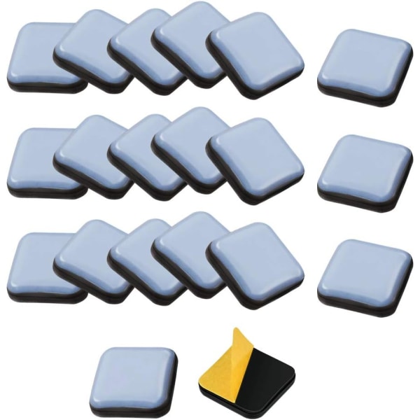 20 stk møbelglider selvklebende teflon firkantede møbelglider 22*22mm teflon stolglider glider for stol, sofa, skrivebord, bord, lenestol