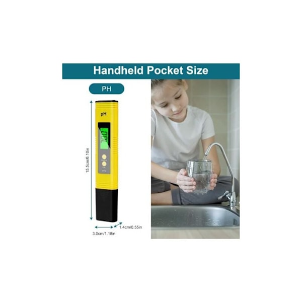 4 i 1 pH-mätare, pH-mätare testare, pH-testare, pH-mätare med LCD-display, hög precisionsupplösning 0,01, pH-mätare för pool