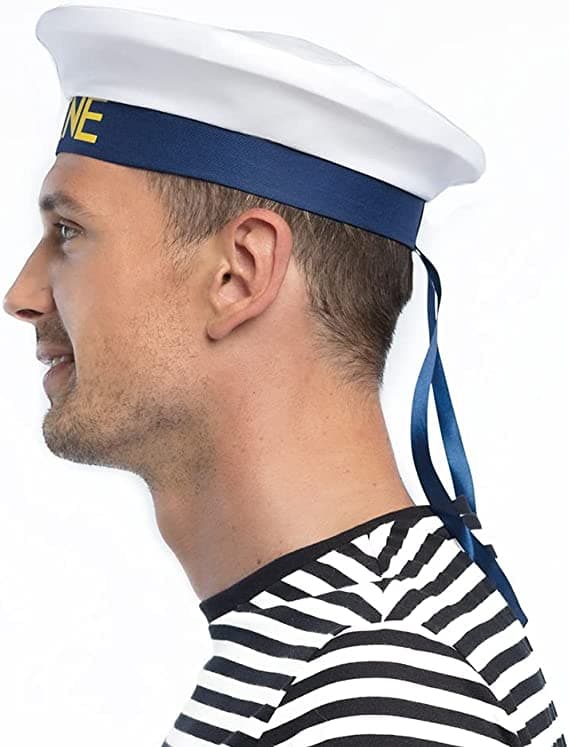 2 stk. sømandshat til voksne, hvid, one size