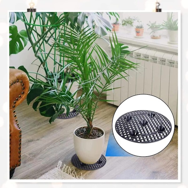 Blomsterpotteunderlag - Rund dreneringsmatte i plast for innendørs Bonsai utendørs terrassehagekopp med plantebeskyttelse, diameter: 20 cm, 4 stk
