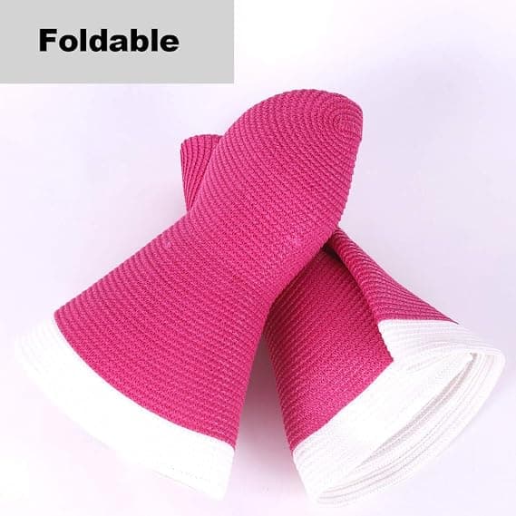Dame Halm Bredskygget Sommer Derby Hat Foldbar Blød Strand Solhatte