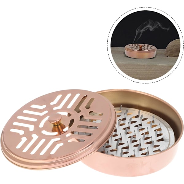 Diameter 13,5 cm sølvfarvet 2 stk rustfrit stål spoleboks bærbar brænder spole stativ spole røgelse brænder anti-skoldning spole brænder praktisk røgelse