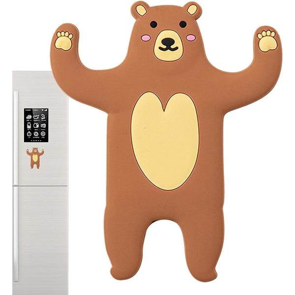 Magneettinen jääkaapin koukku - Söpö jääkaapin tarra Magneettiset koukut Söpö ruskea karhu tai panda avaimenpidike, Monipuoliset joustavat koukut hanskoille, avaimille, kylpyhuoneeseen