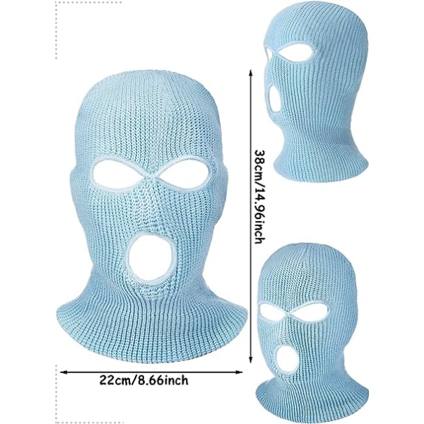 3-pack Sport Balaclavas med 3 Hål - Vinter Utomhus Stickad Ansiktsmask Ski Balaclava (Fluorescerande Gul, Fluorescerande Grön, Fluorescerande Orange)