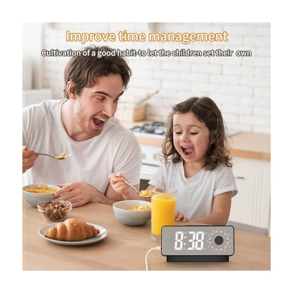 Digitalt ur, lysende vækning med timer, snooze, morgen vækkeur der viser temperatur og dato, 12/24 timers format, digitalt vækkeur