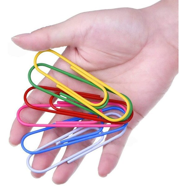 40-pack 100 mm extra stora gem - 8 färger, 5 st per färg, söta mångfärgade gem för papper, branding, kontorsmaterial och tillbehör