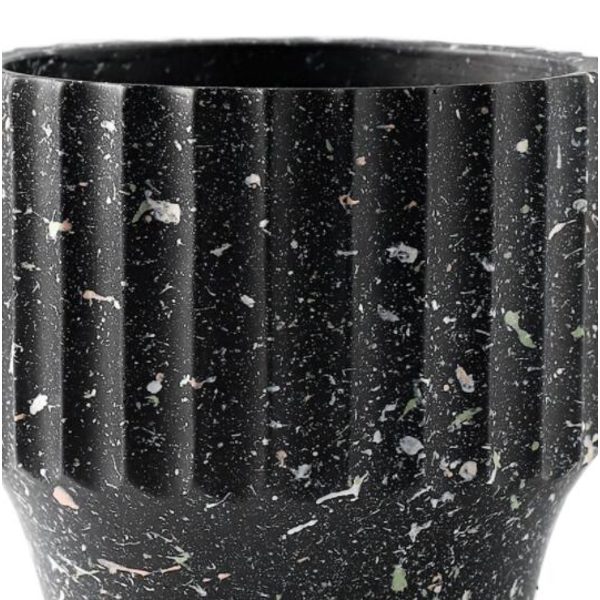Plantekasse, Bakke og Balkon Kreativ Nordisk Stil Rundt Stenmønster Spray Point Hul Cement Blomsterpotte 14,5 * 14,5 * 13,5 cm (Sort Vandmølle)