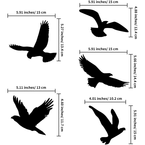 Anti-kollisjonsklistremerker for fugler; Værbestandig, UV-klistremerker; S