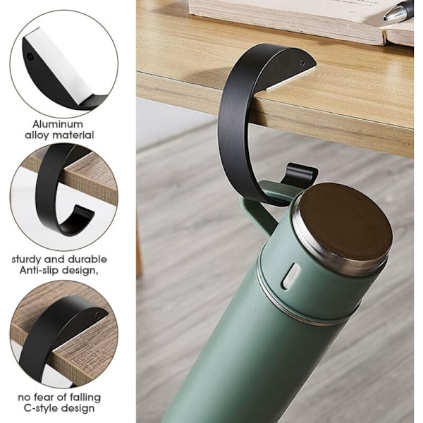 Pakke C-formede Håndveskekroker for Bord, Håndveskeholder for Skrivebord, Kraftig Håndveskekrok, Høyfast Legering Flytende Veskeholder