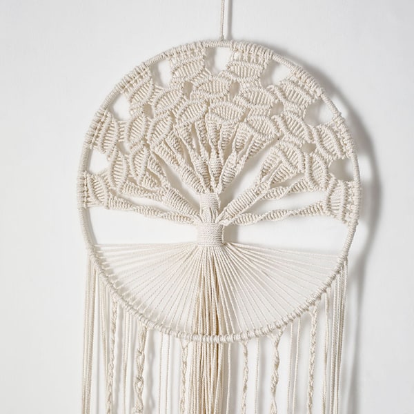 Sunrain Livets Træ Stor Drømmfang, Væghængt Drømmfang med Boho Vævet Fjer Blad Drømmfangere til Hjem Babyværelse Soveværelse Børneværelse