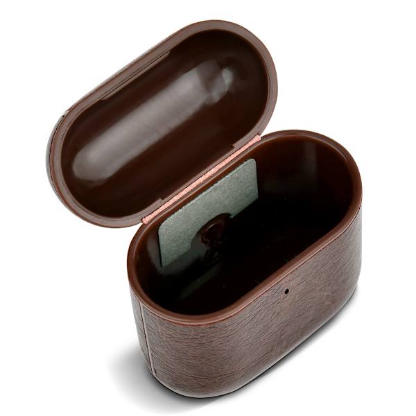 AirPods-fodral, Icarer äkta läder [ultraslimmat] bärbart stöttåligt skyddsfodral med nyckelring för Apple AirPods12-hörlurar (synlig LED-indikator)