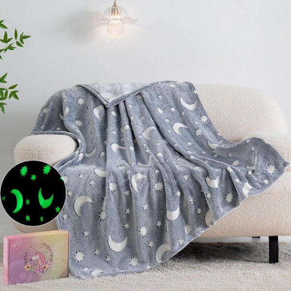 Filt för pojkar och flickor, lätt födelsedagsfilt för barn och småbarn, siestafilt i mjuk och skön polarfleece, 100 x 150 cm, grå