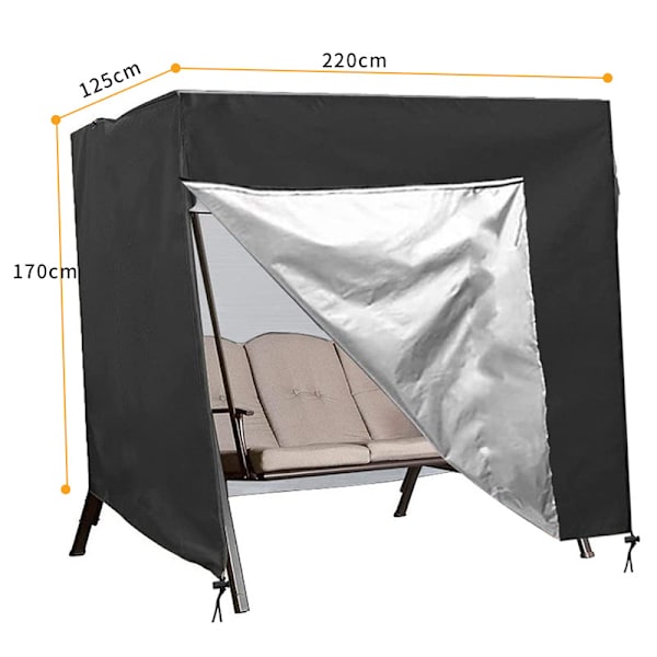 3-paikkainen puutarhakeinusuojus vedenpitävä, pölytiivis keinusuojus, 210D Oxford-pressu 125 x 170 x 220 cm