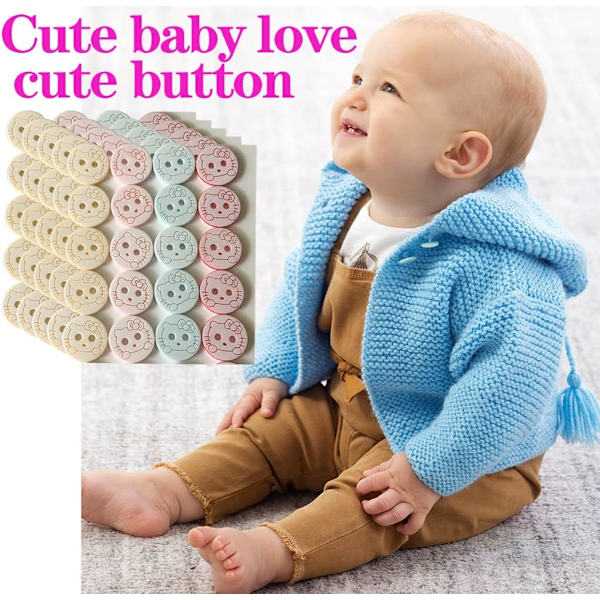 (Pakke med 100) Knapper til baby cardiganer Valmue dekorationer Knapper til baby cardiganer Strik knapper til baby cardiganer Baby knapper til cardiganer
