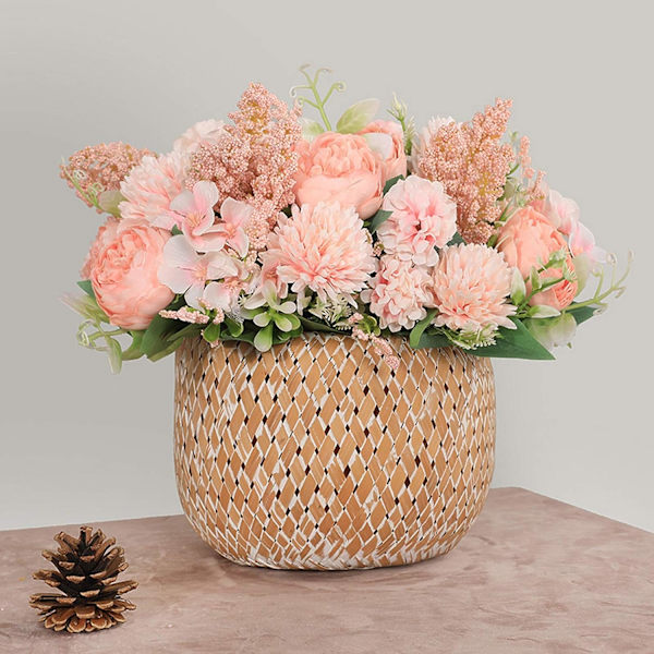 2 stk kunstige håndholdte buketter, kunstige rosebuketter til familie, bryllup, fest, feriedekorasjon (lys rosa)