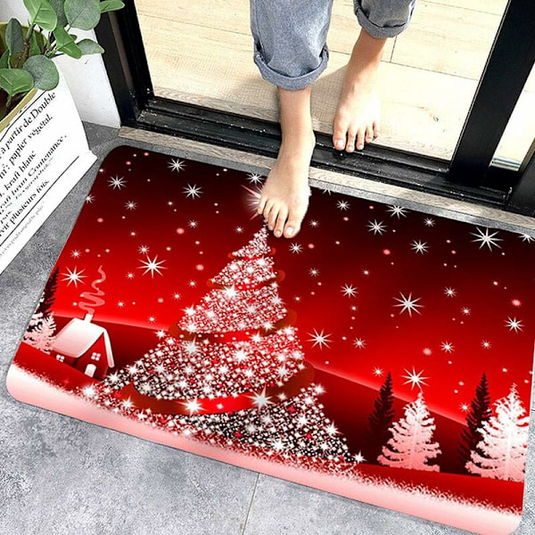 Julegulvtepper, innendørs teppe, sklisikker dørmatte, juledekorasjonsmønster til julebenk i huset, 50x80cm badematte