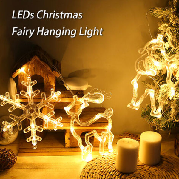 LED julelyspendelamper, sugekopp dekorative lys, bjeller, juletre 1 varm hvit batteriboks (3 * AAA levert uten) - Jul