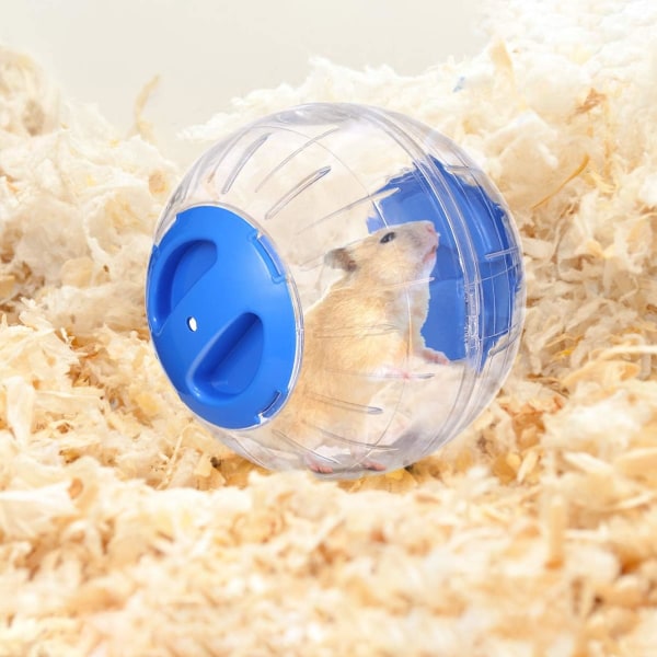 Gjennomsiktig søt dyrehamster treningsball Mini trav plastleker (blå)，12cm