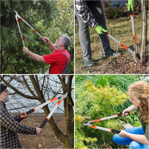 Robust teleskopisk grenkutter - 67 til 100 cm - Utrekkbar hagesaks for tregrener - Profesjonell teleskopisk trekk for