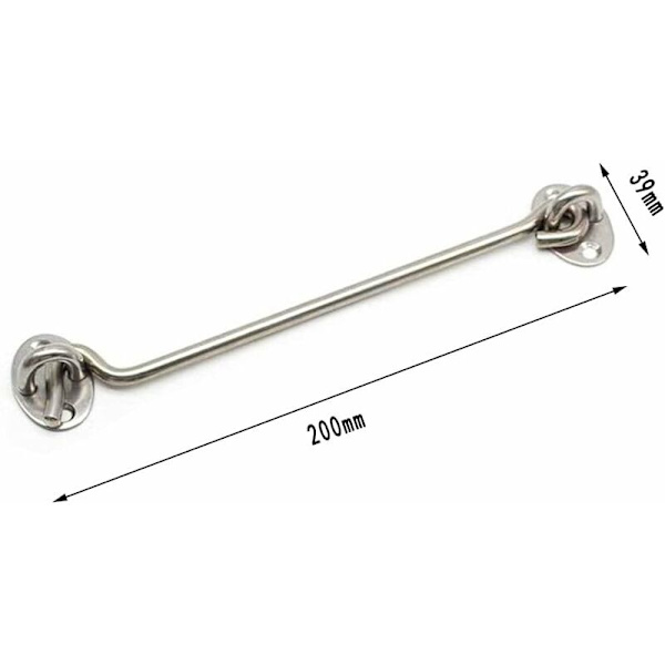 2 st rostfria hyttkrokar, dörrlås med 8 skruvar för skjul dörr garage dörr, 8 tum/200mm, silver