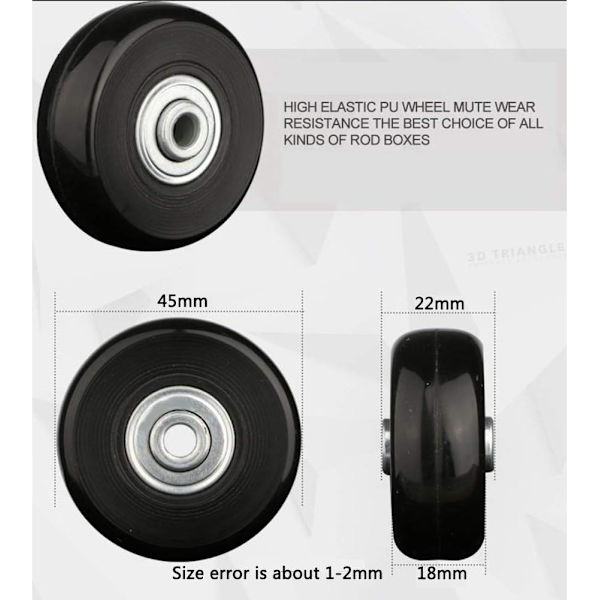 Ersättningshjul för resväskor, reservhjul för resväskor, universella resväskor, tysta resväskor, flexibla universella ersättningshjul, 45*18mm