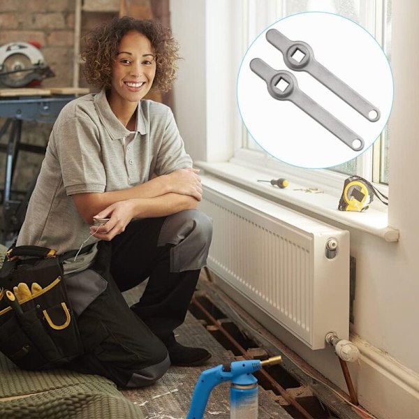 Radiatorlufteskrue-nøkkel, 2 stk Radiatorlufteskrue-nøkkel, Radiatorlufteskrue-nøkkel, Firkantet radiatornøkkel med langt håndtak, Rustfritt stål radiator