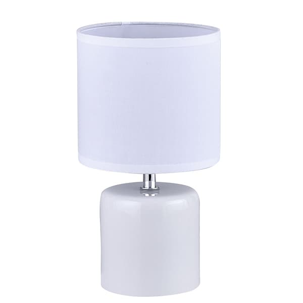 Rundt bordlampe, nattbordslampe, hvit