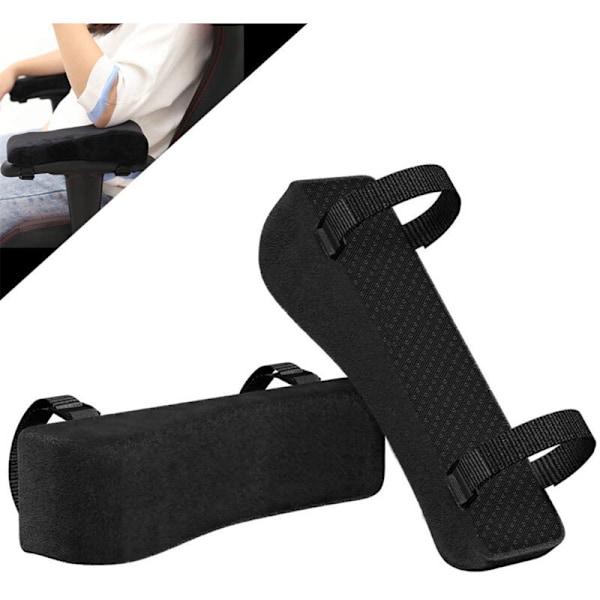 1 par kontorstolputer i memory foam med hevet, vinklet passform og universelle putetrekk for armlene og albueavlastning