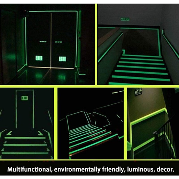 2 Fluoresoivaa volyymia Bande Luminous -tarra Luminous Ribbon Irrotettava Vedenpitävä Kiiltävä pimeässä portaille, näyttämölle, pyörälle, makuuhuoneeseen Le G