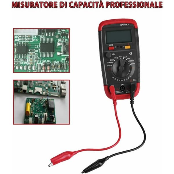Digital kapacitansmåler, Pro kondensatortester 0,1pF - 20000uF med LCD-baggrundsbelysning Max 1999-READCLY