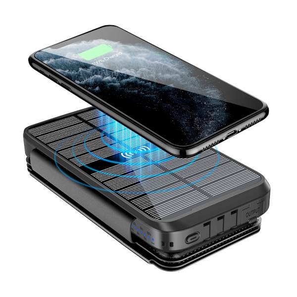 Multifunksjonell solcelledrevet powerbank - 20000mAh selvstendig kabel Utendørs vanntett - nocable powerbank