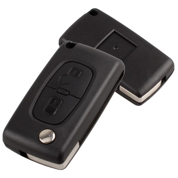 2 knapper nøgleskal kompatibel med CE0523 folde-flip nøgle til Peugeot 207 307 308 407 408 3008 5008 Citroen C2 C3 C4 C5 C6 C8 (2 knapper, CE0523)